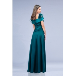 [48-54] Precomanda - Rochii Engross Lungi din Tafta cu pene si accesoriu din cristal - Ivona M31954