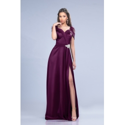 [48-54] Precomanda - Rochii Engross Lungi din Tafta cu pene si accesoriu din cristal - Ivona M31954