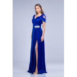 [48-54] Precomanda - Rochii Engross Lungi din Tafta cu pene si accesoriu din cristal - Ivona M31954