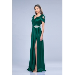 [48-54] Precomanda - Rochii Engross Lungi din Tafta cu pene si accesoriu din cristal - Ivona M31954